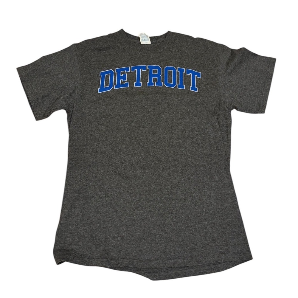 Delta Detroit T Shirt Women's Large Gray Heather Blue Graphic‎ Short Sleeve Tee